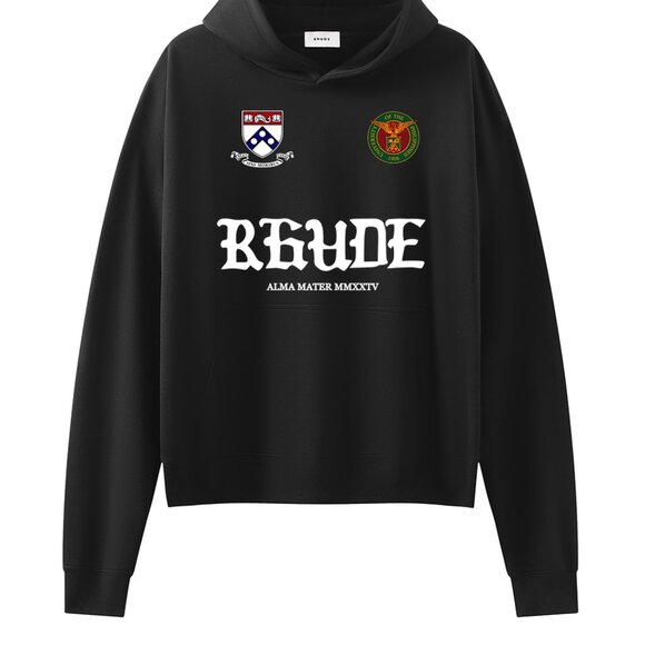 Rhude Black Deo Juvante Monaco Graphic Print Hoodie - Picture 1 of 8